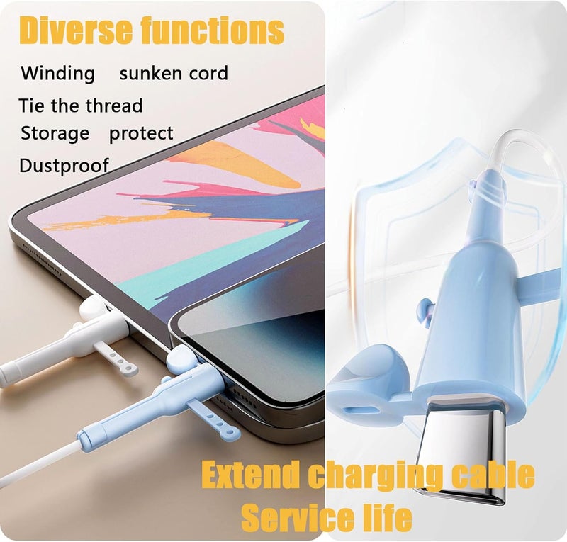 Rookii 2Pcs Data Cable Protector,Silicone Cord Saver Dustproof Storage Data Cable Winder 3 in 1 Anti-Break Protective Cover Compatible for iPhone,Android,Type-c Charger (ihpone-Android Black) - Image 4